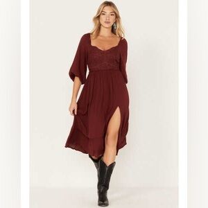 Shyanne Burgundy Midi Dress